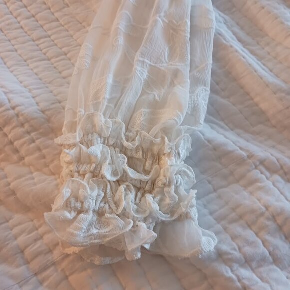 White Leaf Lace Silk Ruffled Blouse w/ Camisole Womens Large Summer Elie Tahari - Picture 4 of 5